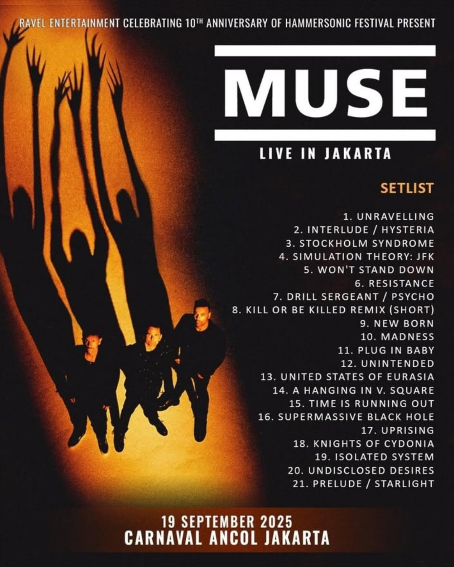 Setlist Lengkap Muse Konser di Carnaval Ancol, Jakarta