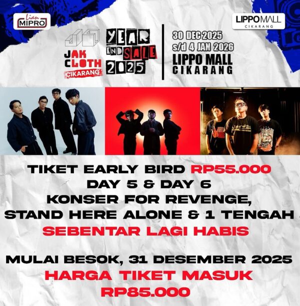 JakCloth Cikarang Year End Sale 2025 Hadirkan Konser 6 Hari di Lippo Mall Cikarang