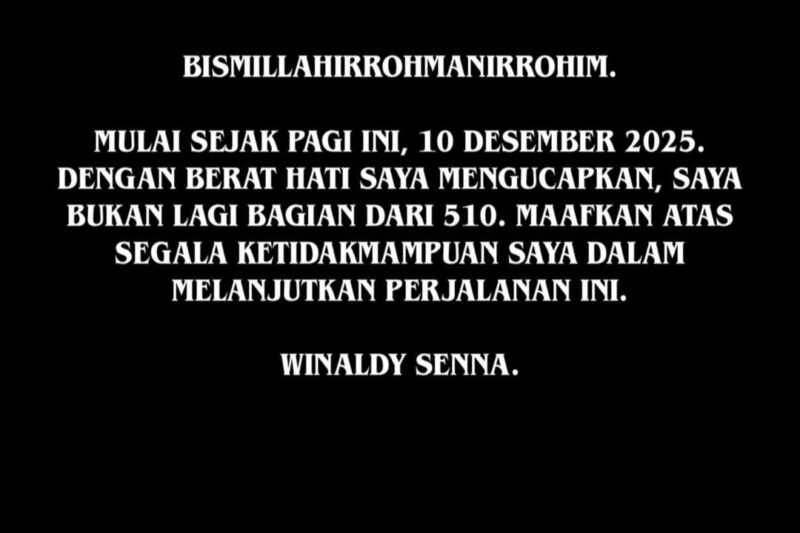 Drummer Pendiri Winaldy Senna Resmi Hengkang dari Band 510